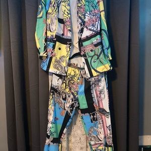 Multi color 2pc pants and blazer set